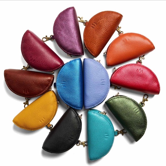 PLG Sunset Pouch Metallic Pebbled Comet Blue Lobster Clasp Keys Coins Makeup - Picture 2 of 12